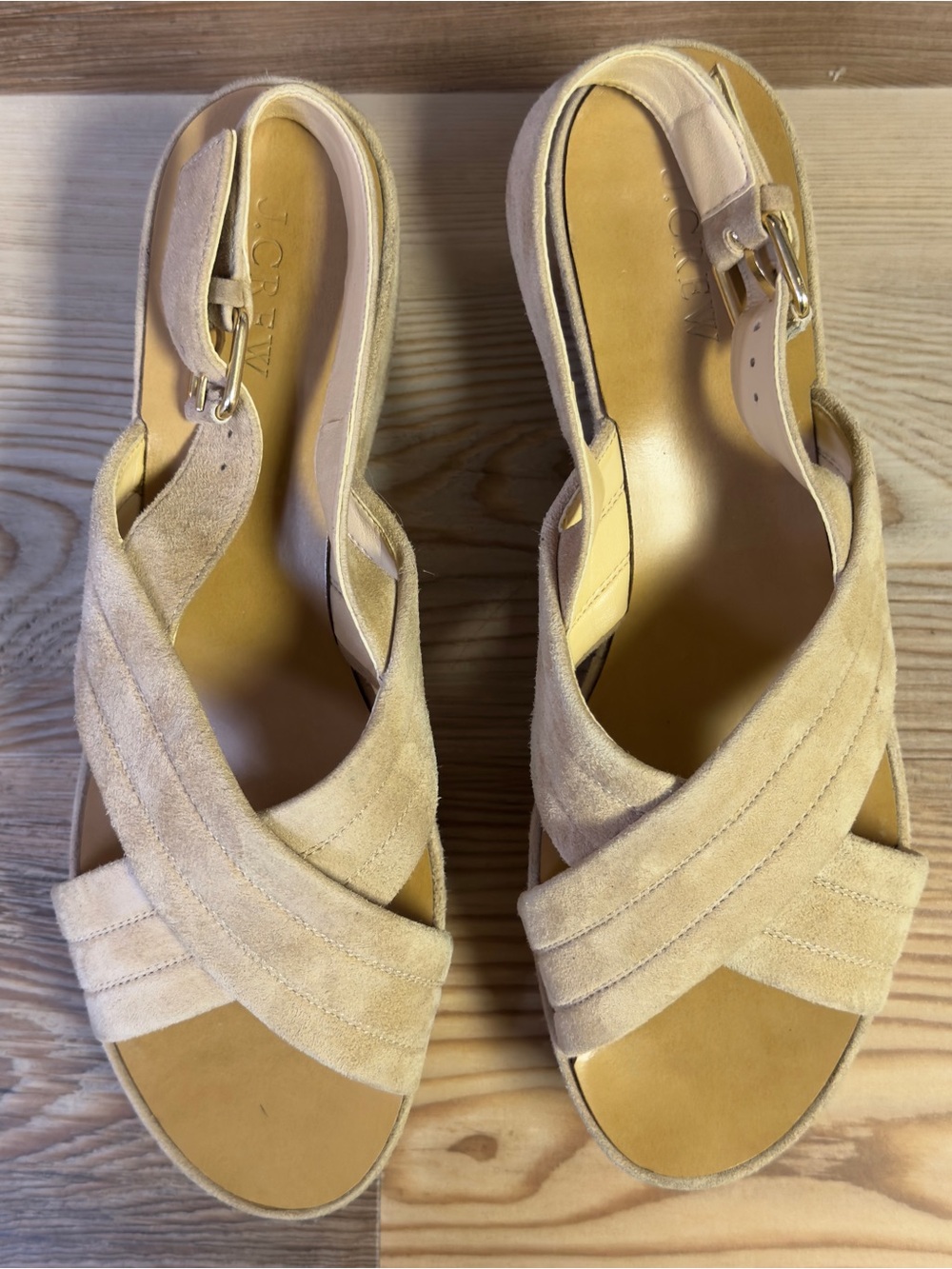 J. Crew Beige Suede Crisscross Slingback Sandals